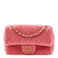 Chanel Shearling Tweed Quilted Medium Flap Bag Light Pink