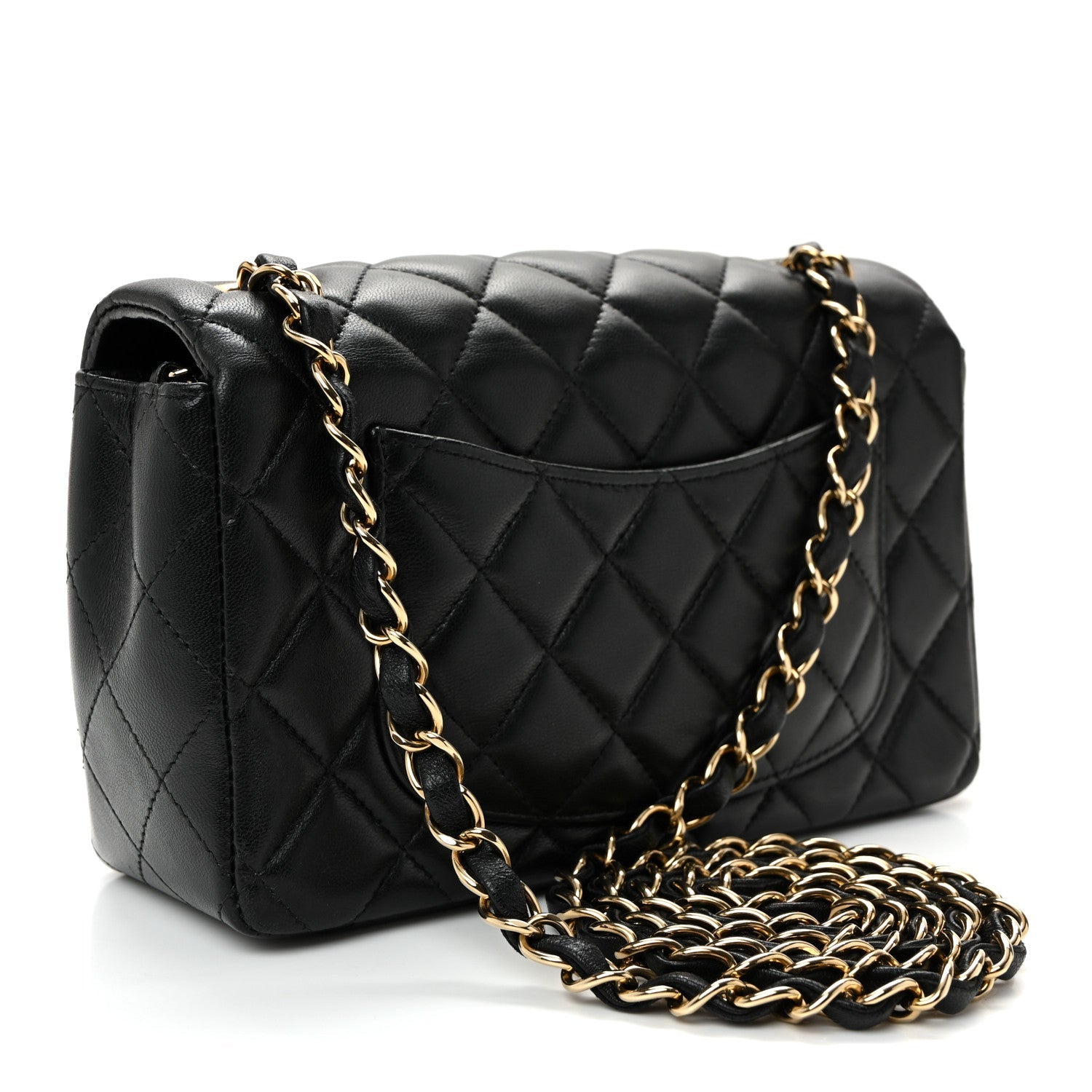 Chanel Lambskin Quilted Mini Rectangular Flap Black