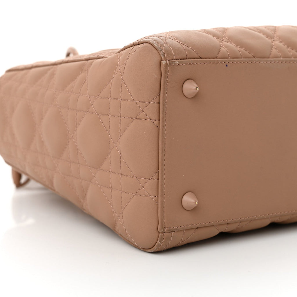 Christian Dior Ultra Matte Calfskin Cannage Medium Lady Dior Beige