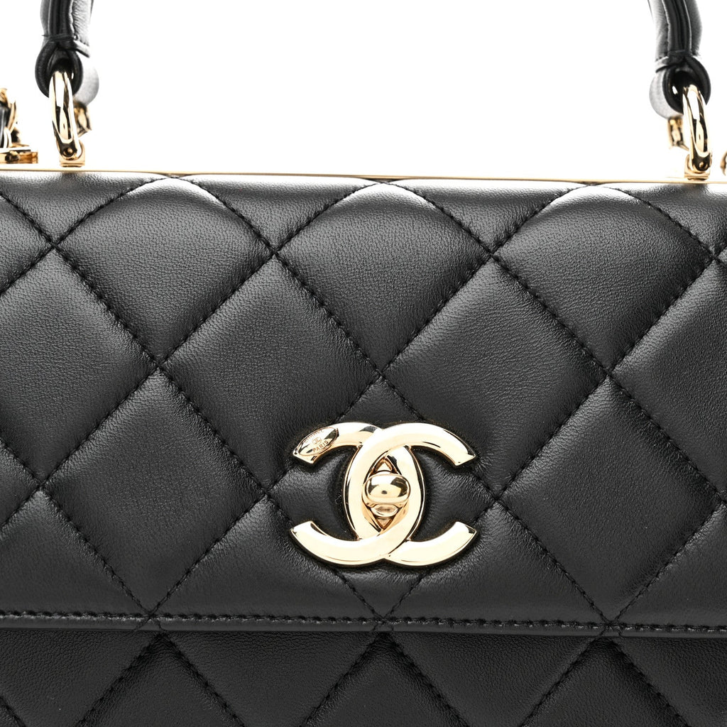 Chanel Lambskin Quilted Small Trendy CC Dual Handle Flap Bag Black