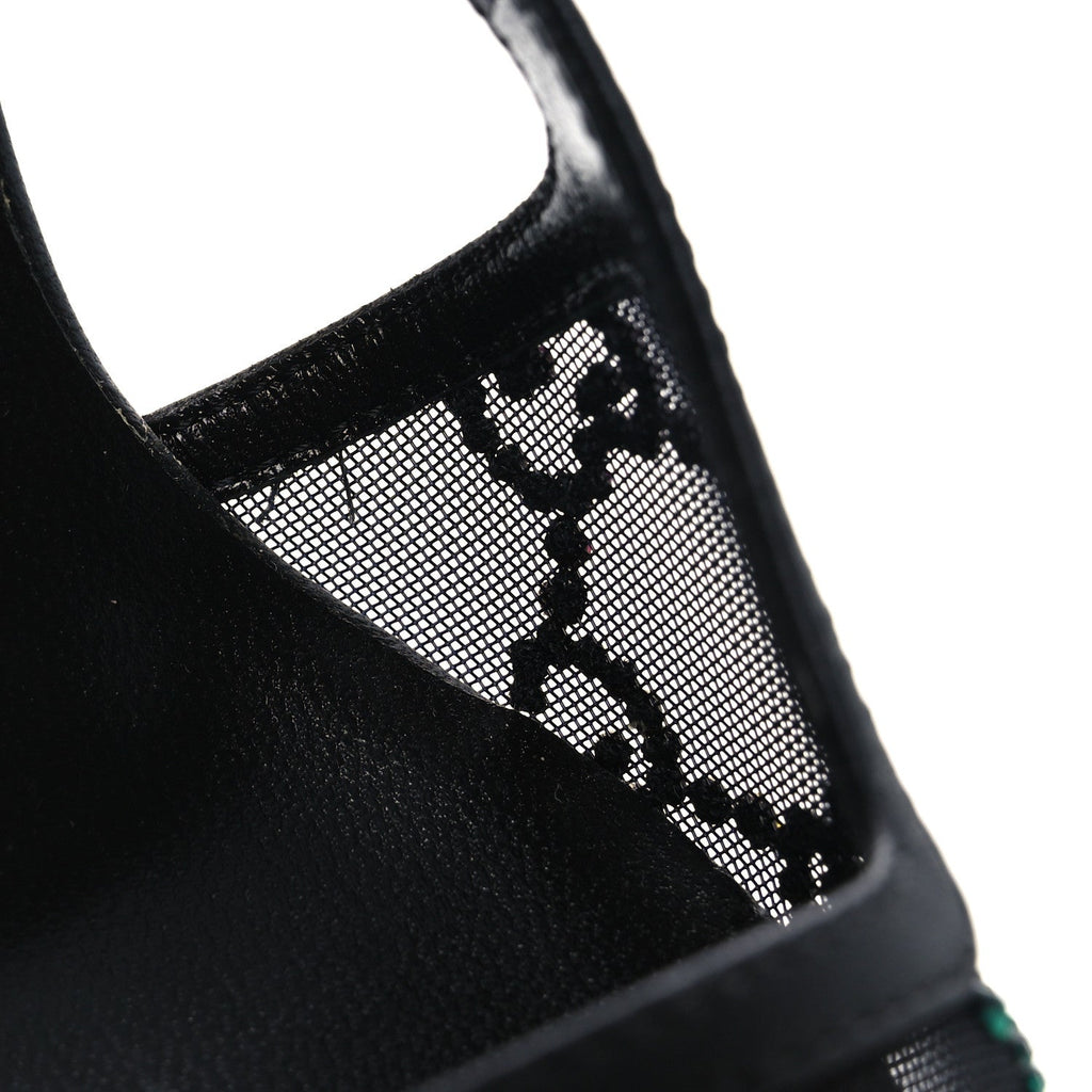 Gucci Tela Retino Nappa Charlotte Crystal GG Monogram Square G 75mm Slingback Pumps 37 Black