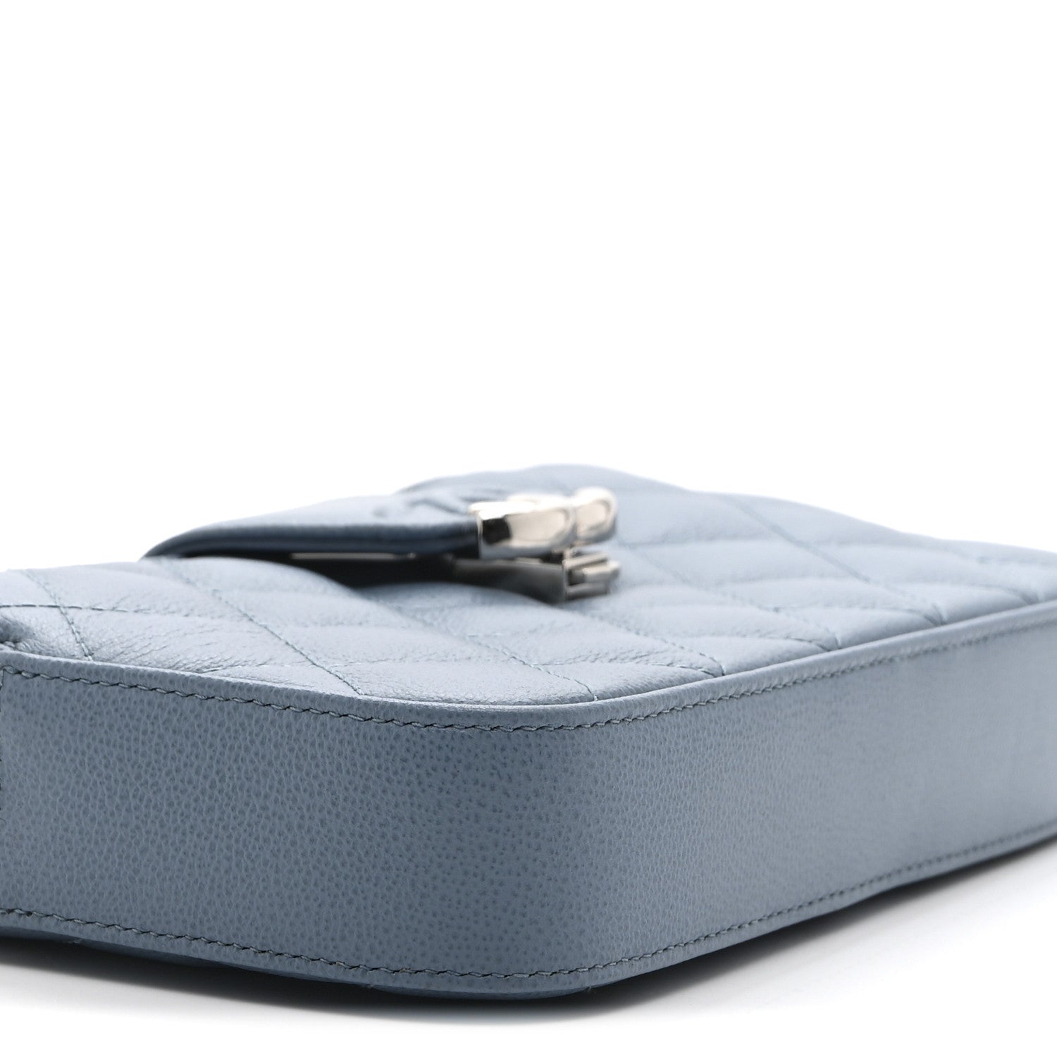 Chanel Caviar Quilted CC Box Clutch With Chain Blue
