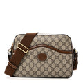 Gucci GG Supreme Monogram Azalea Calfskin Retro Interlocking G Messenger Shoulder Bag Beige Ebony Brown Sugar