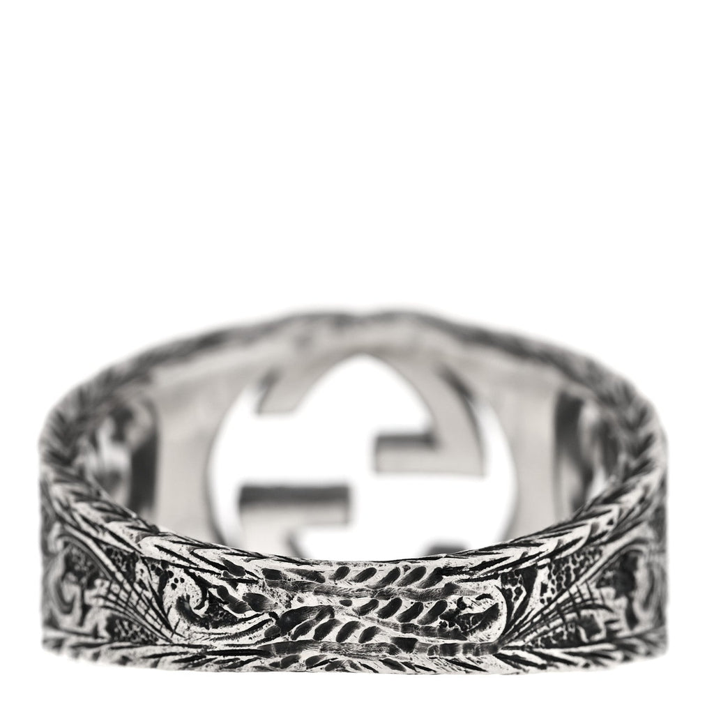 Gucci Sterling Silver Interlocking GG Signet Ring 63 10.25