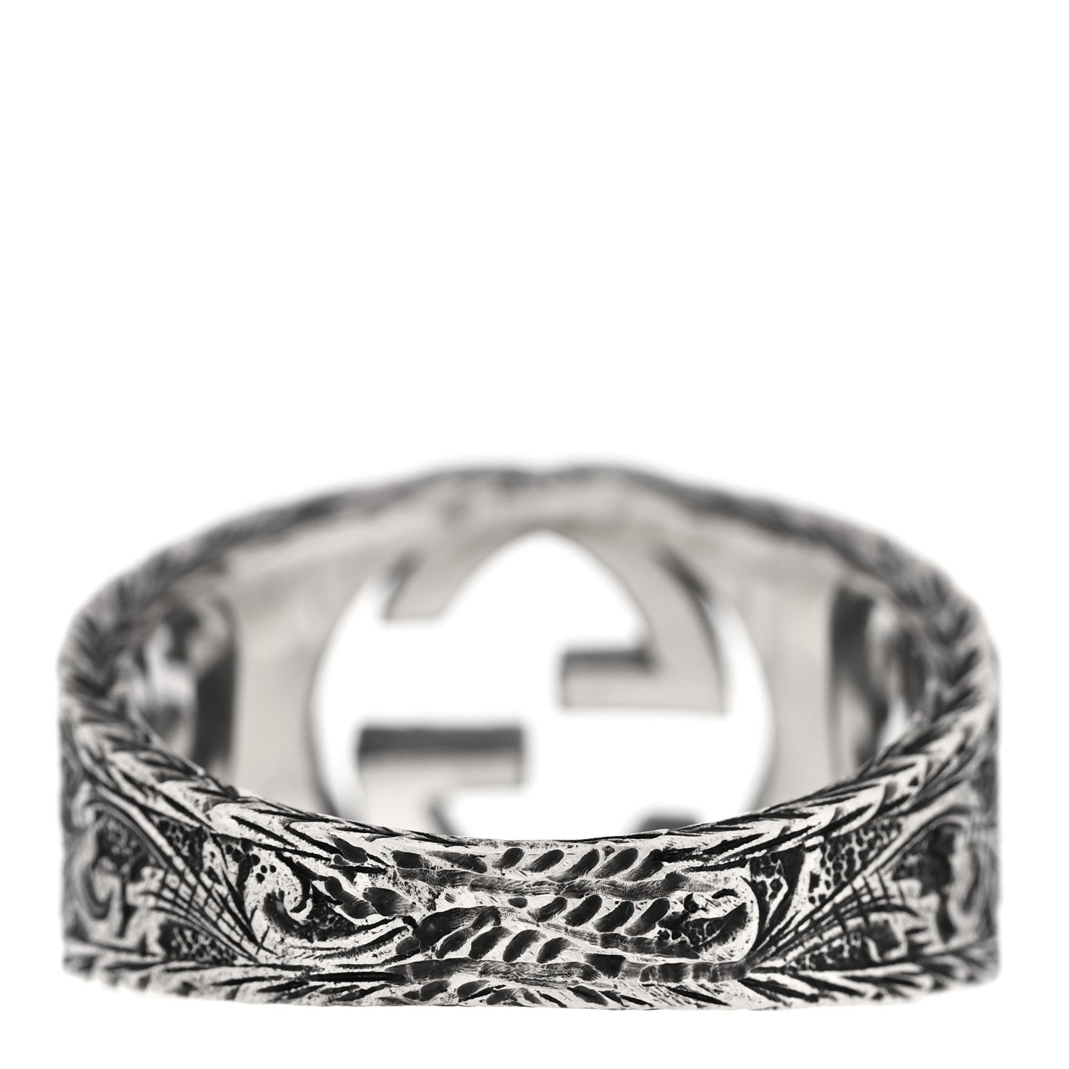 Gucci Sterling Silver Interlocking GG Signet Ring 63 10.25