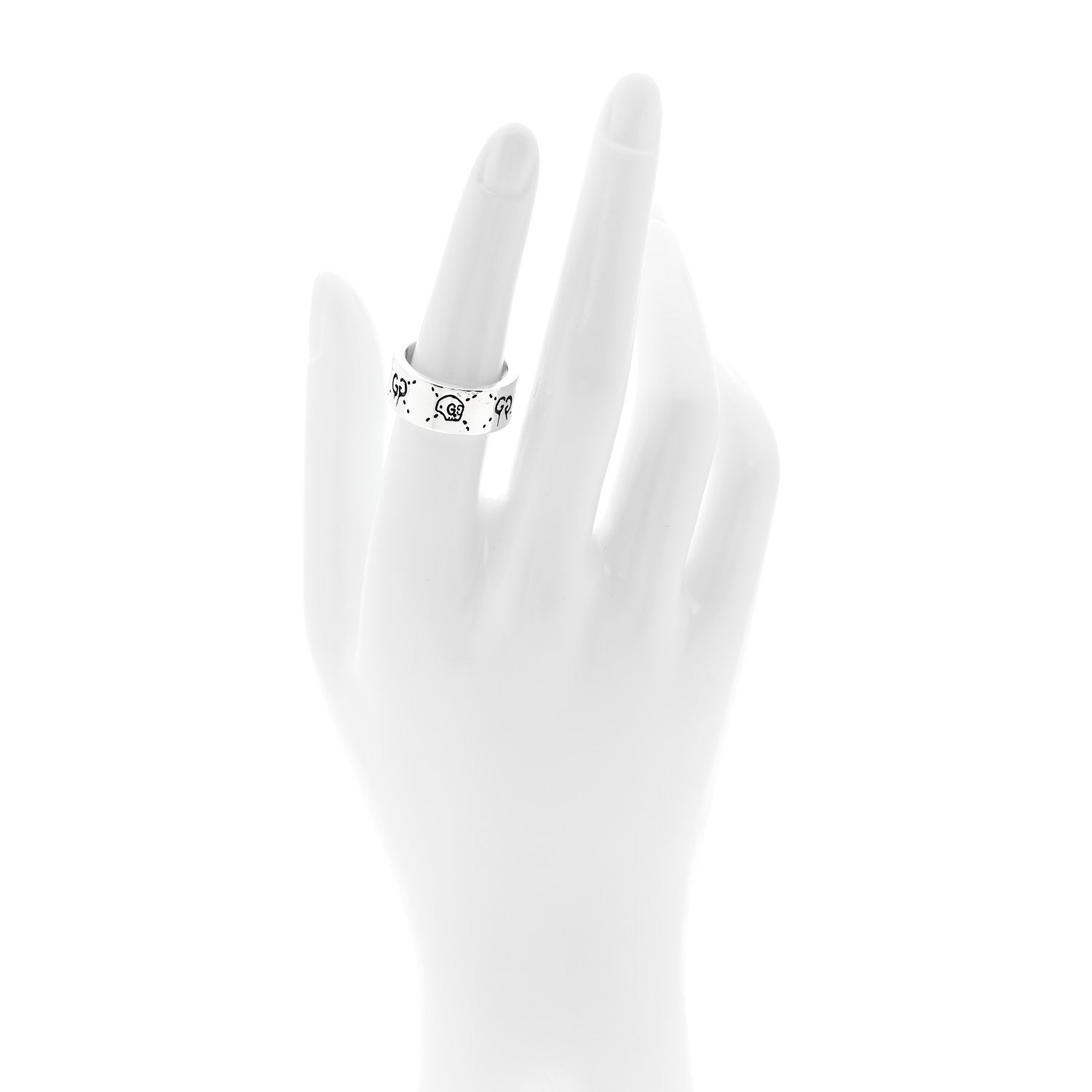 Gucci Sterling Silver GucciGhost Hamlet Skull Band Ring 53 6.5