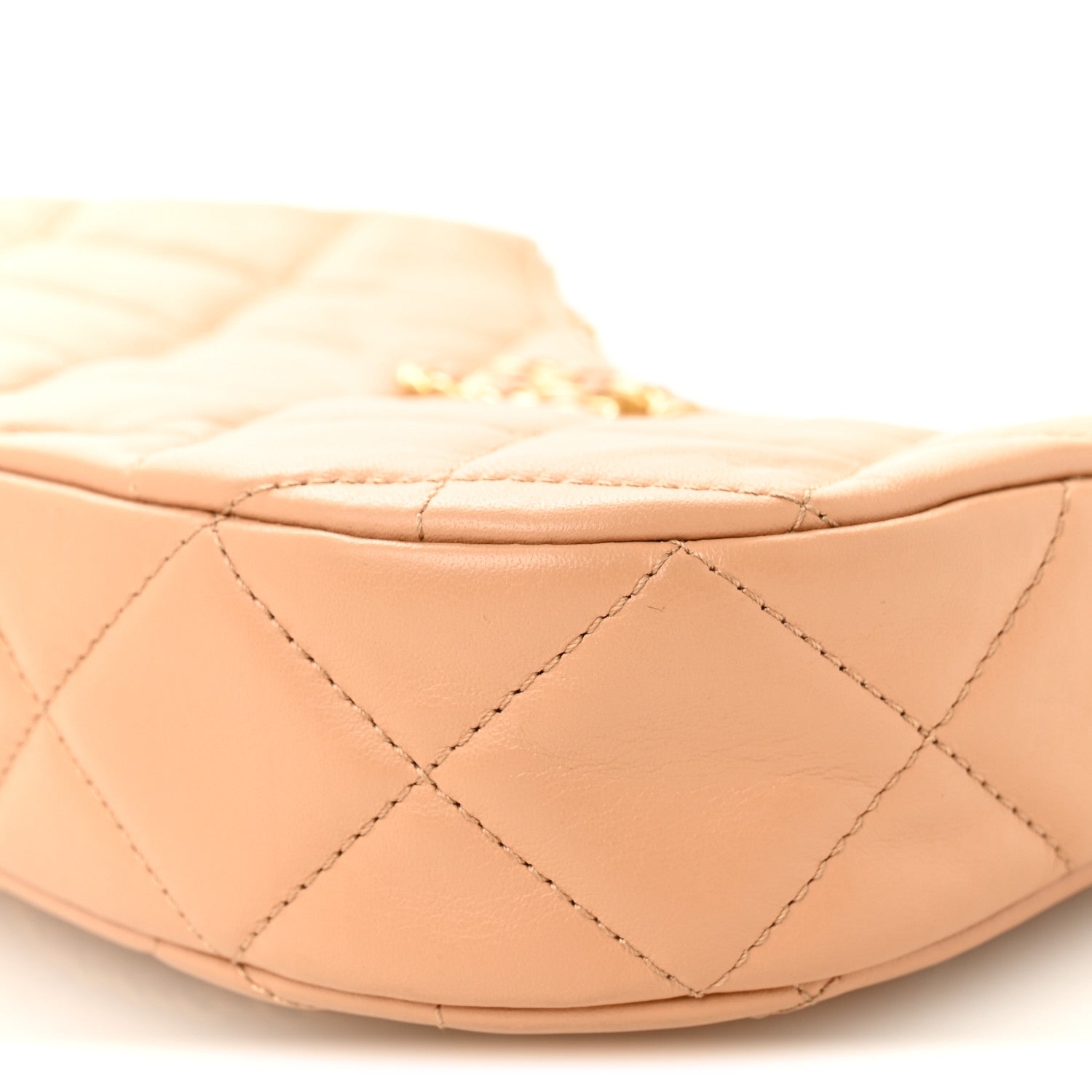 Chanel Crumpled Calfskin Quilted Braided CC Hobo Beige