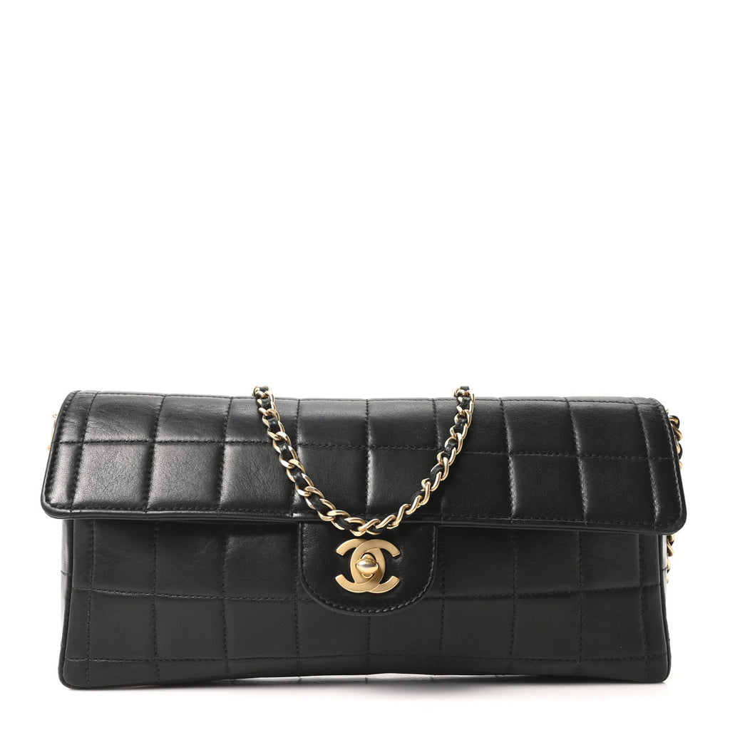 Chanel Lambskin East West Chocolate Bar Flap Black