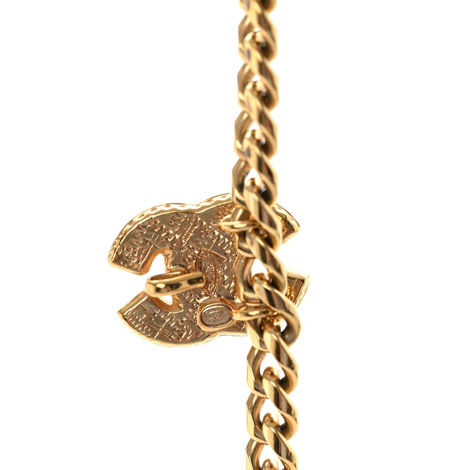 Metal Resin Chain CC Bolo Necklace Gold