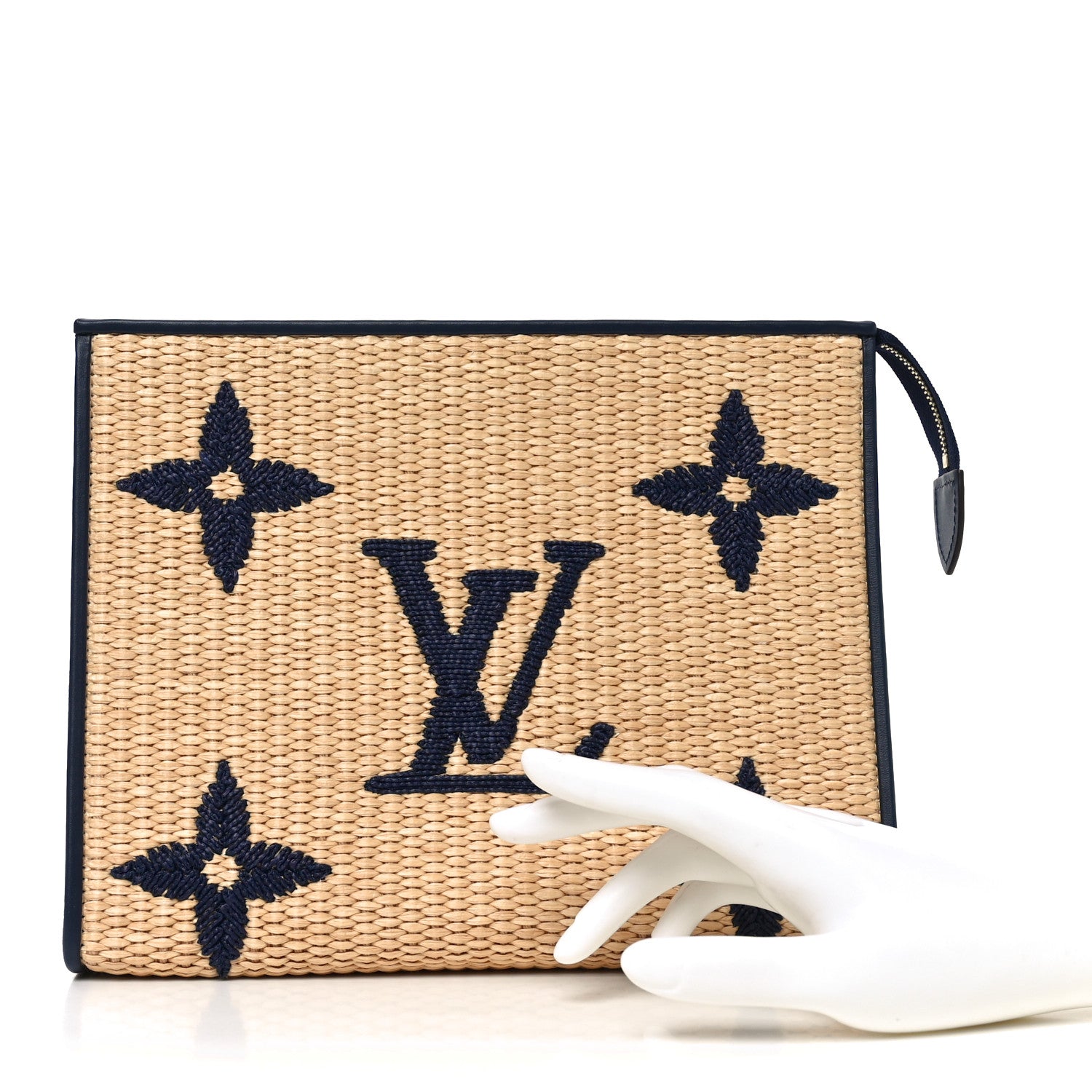 Louis Vuitton Raffia Calfskin Monogram Giant Toiletry Pouch 26 Blue