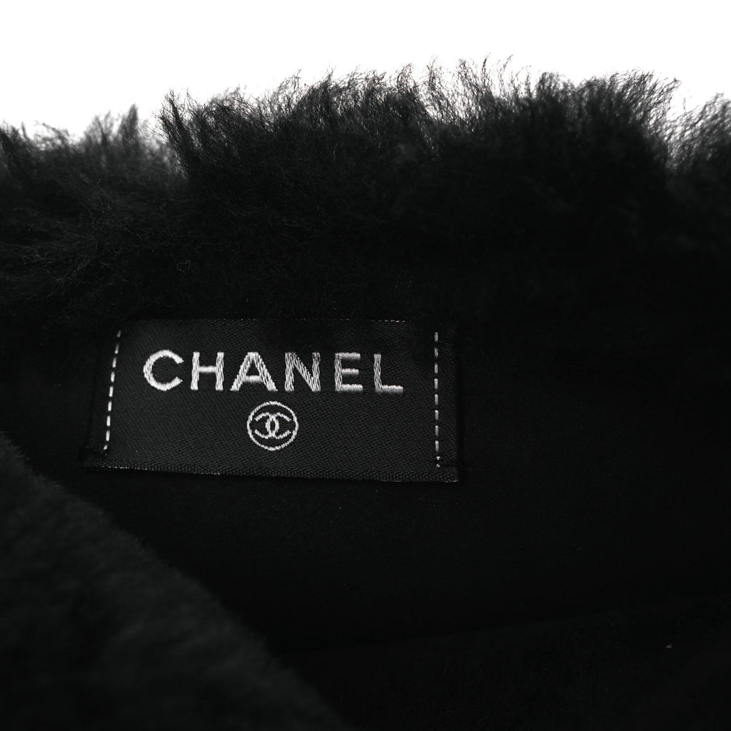 Chanel Muff Shearling Lambskin Bag Black Ecru