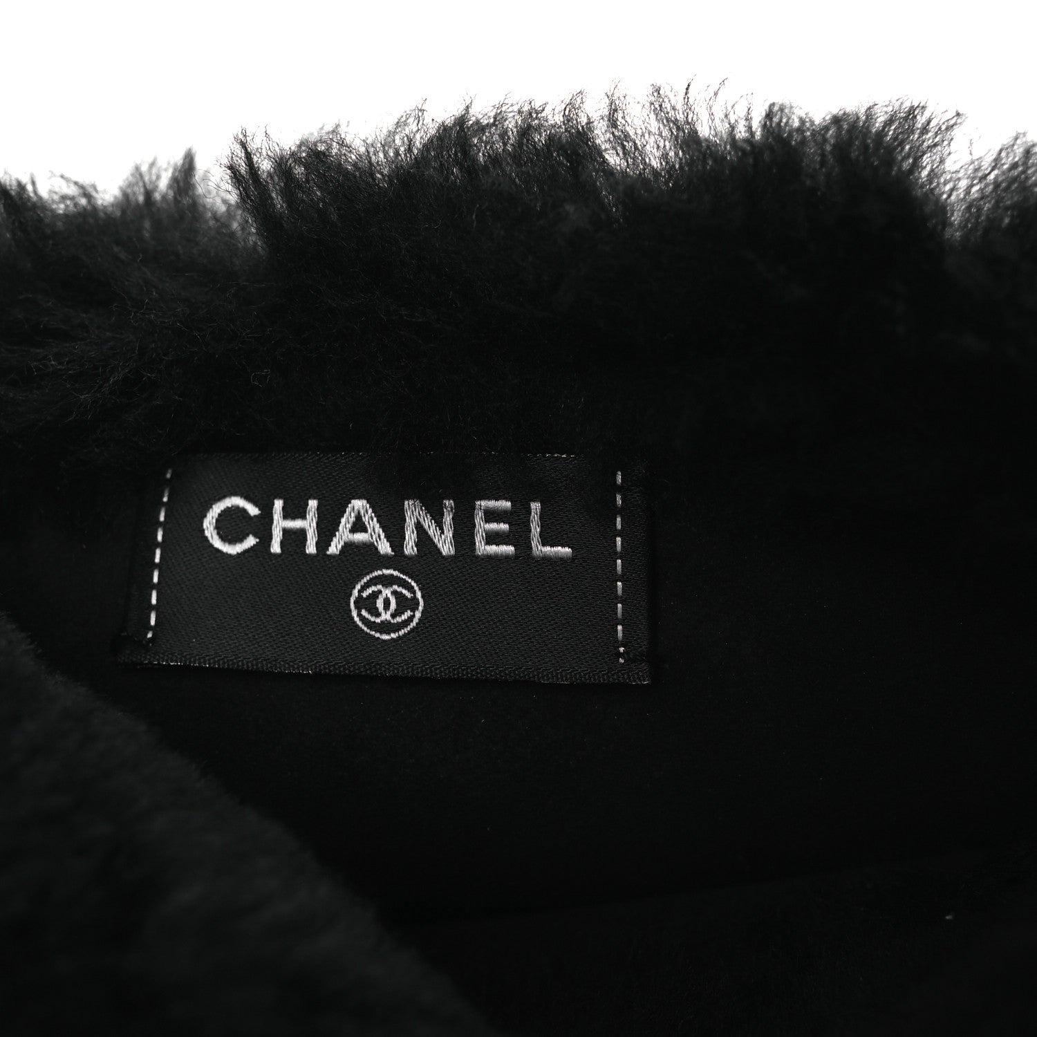 Chanel Muff Shearling Lambskin Bag Black Ecru
