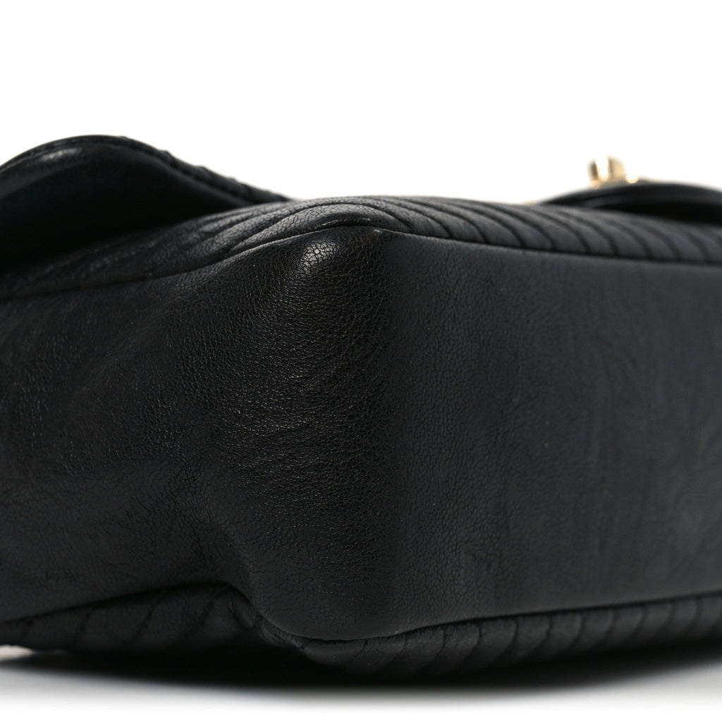 Chanel Calfskin Chevron Quilted Medium Surpique Flap Black