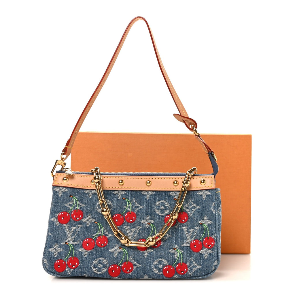 Louis Vuitton LV X TM Monogram Denim Cerises Pochette Accessories Blue