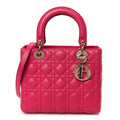 Christian Dior Lambskin Cannage Medium Lady Dior Fuchsia