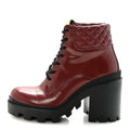 Gucci Magnum Calfskin Nappa Quilted Lace Up Ankle Boots 36 Garnet Red