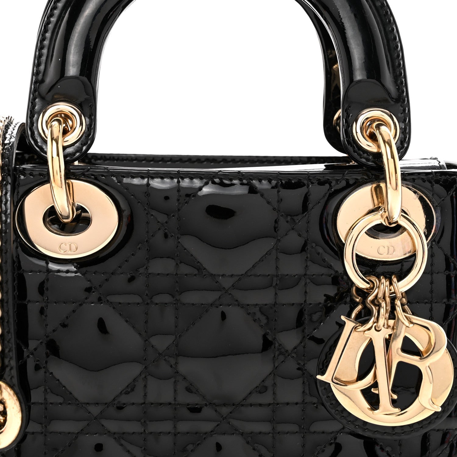 Christian Dior Patent Cannage Mini Lady Dior Black