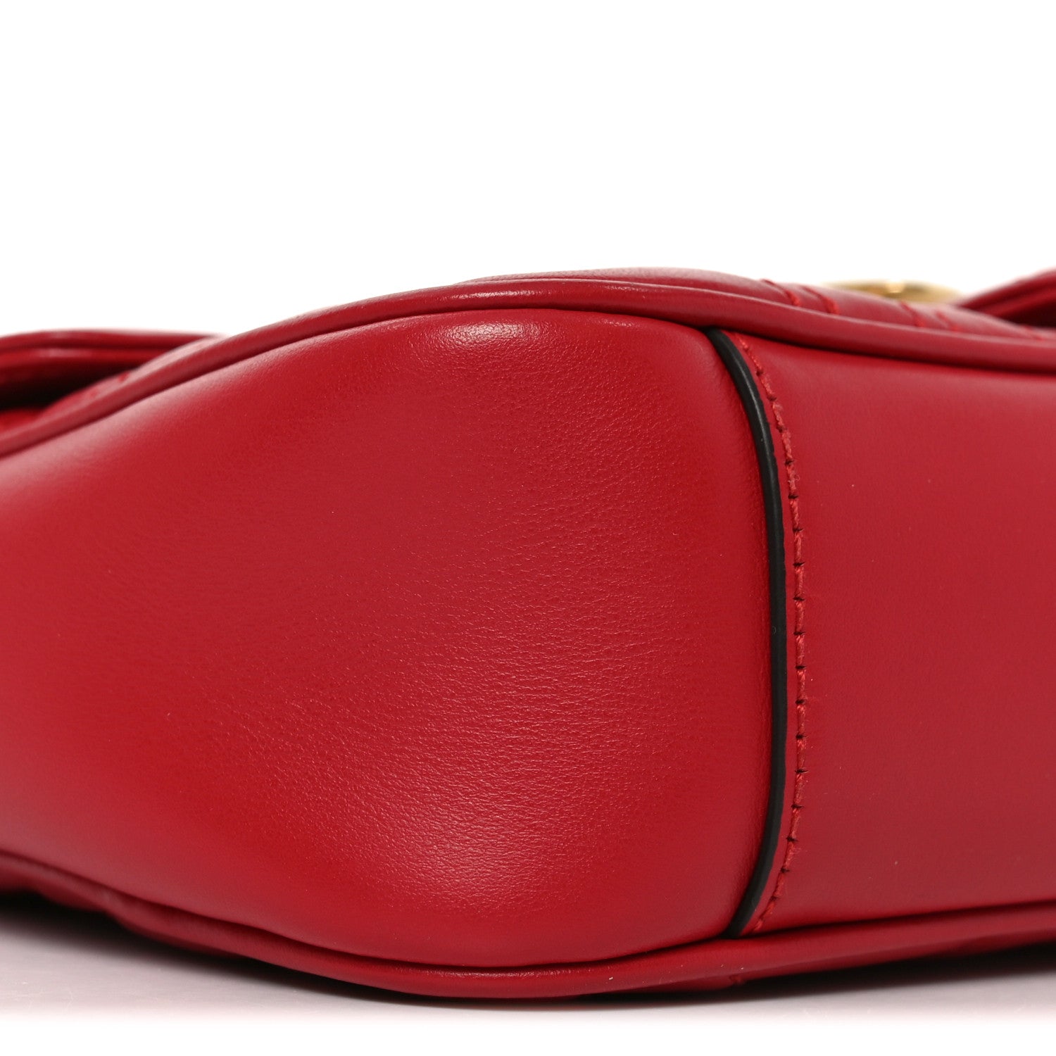 Gucci Calfskin Matelasse Small GG Marmont Shoulder Bag Hibiscus Red