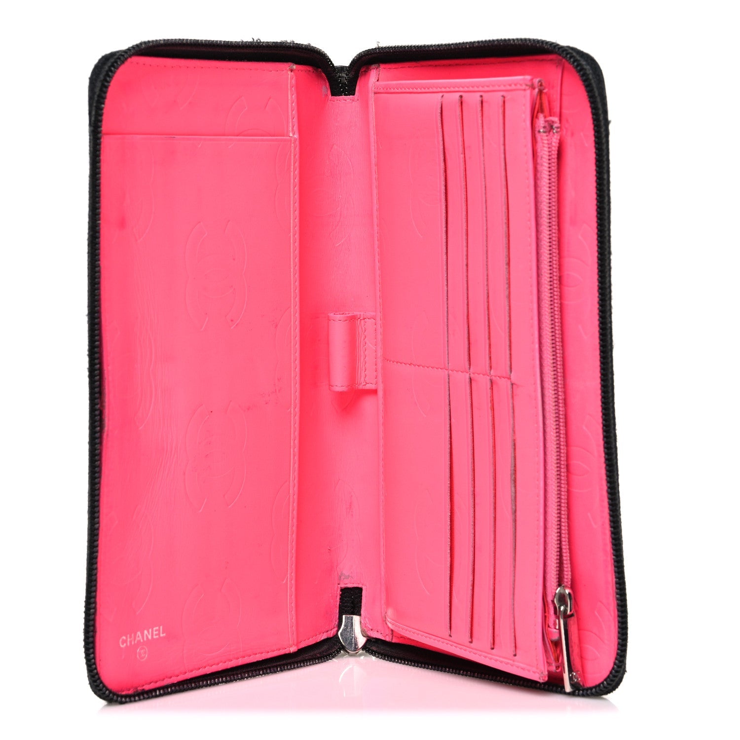 Calfskin Cambon Zip Around Organizer Wallet Black