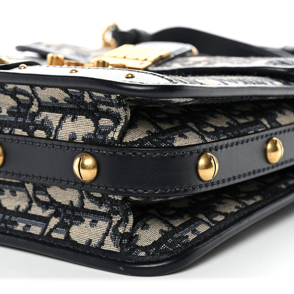 Christian Dior Oblique Square DiorAddict Flap Navy Blue