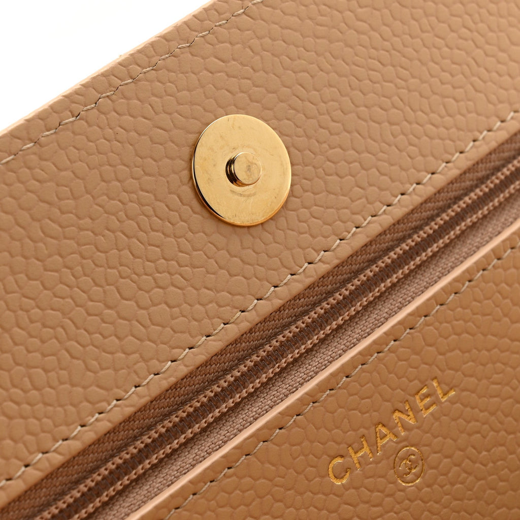 Chanel Caviar Quilted Wallet on Chain WOC Beige