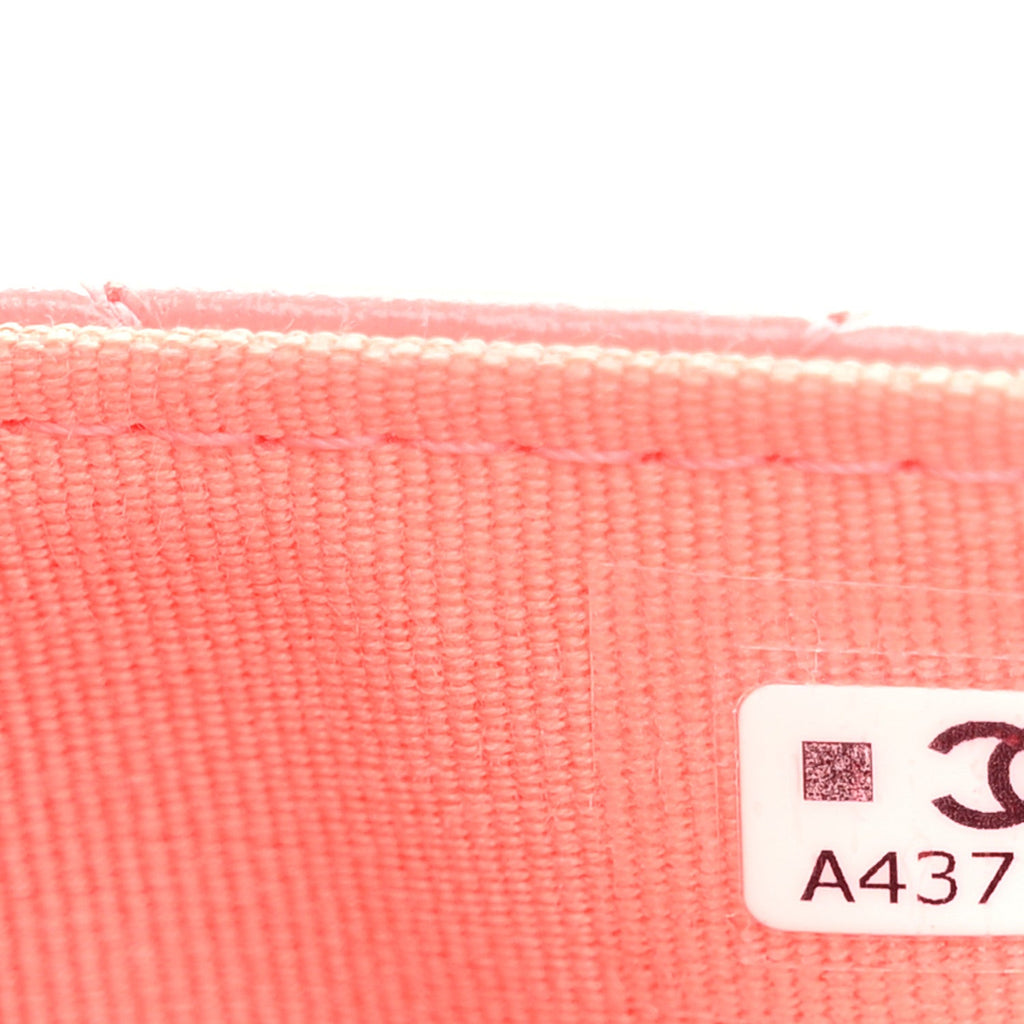 Chanel Shiny Lambskin Quilted Card Holder On Chain Pink