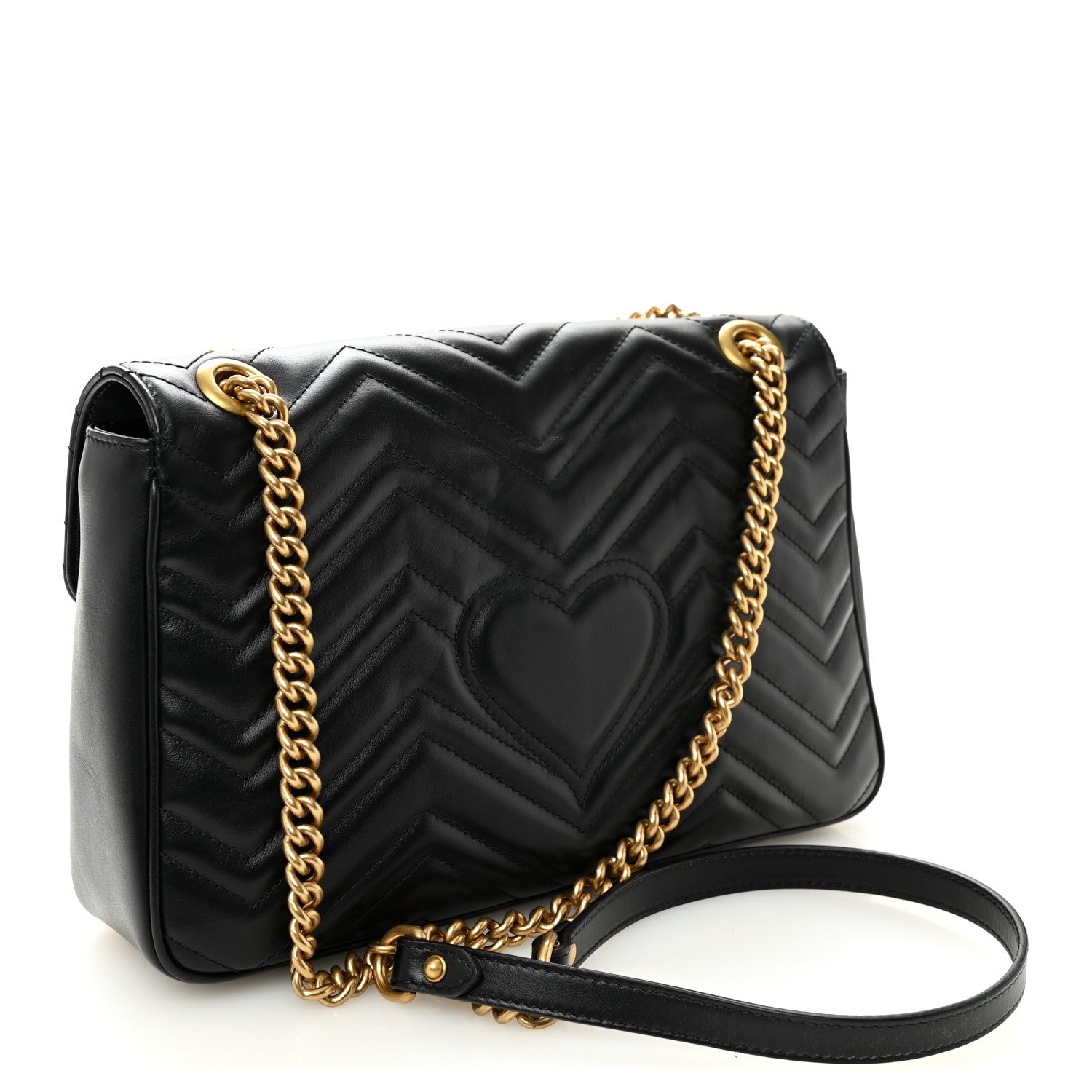 Gucci Calfskin Matelasse Medium GG Marmont Shoulder Bag Black