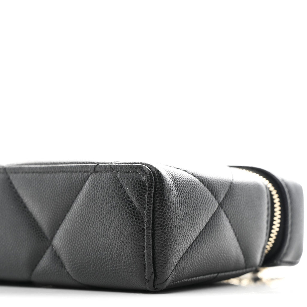 Chanel Caviar Quilted Top Handle Slim Vanity With Chain Black
