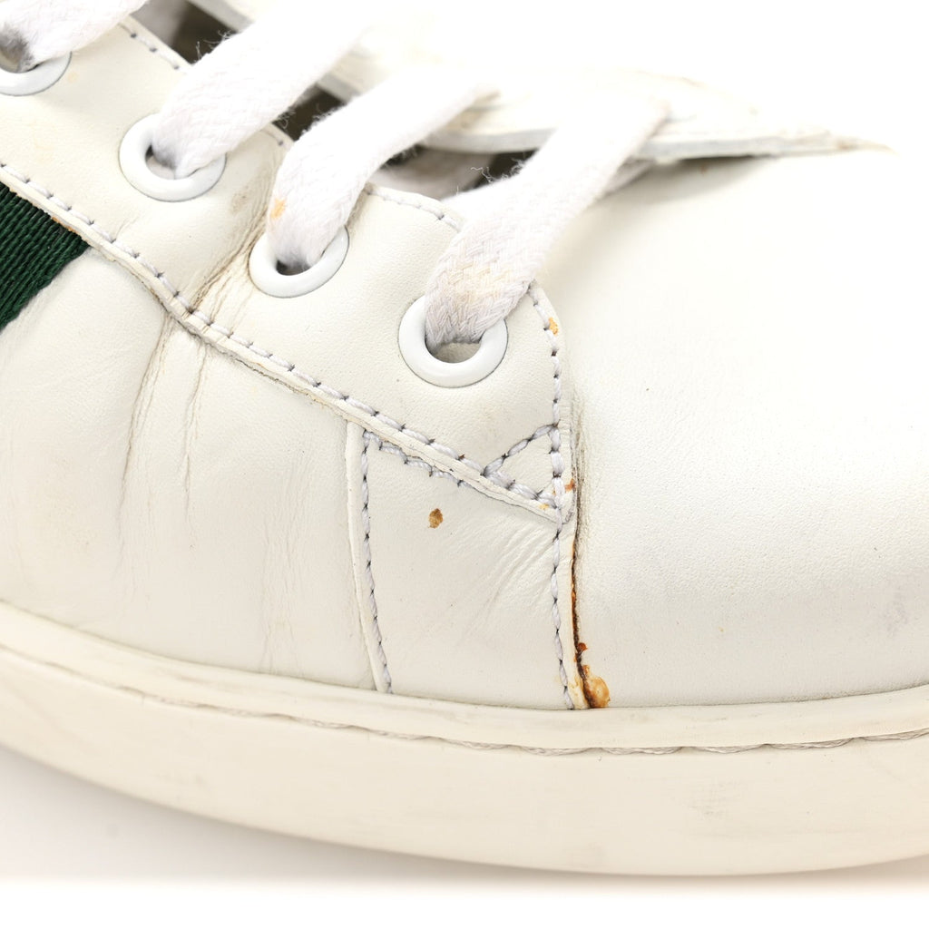 Gucci Calfskin Crocodile Web Mens Ace Sneakers 9 White Green