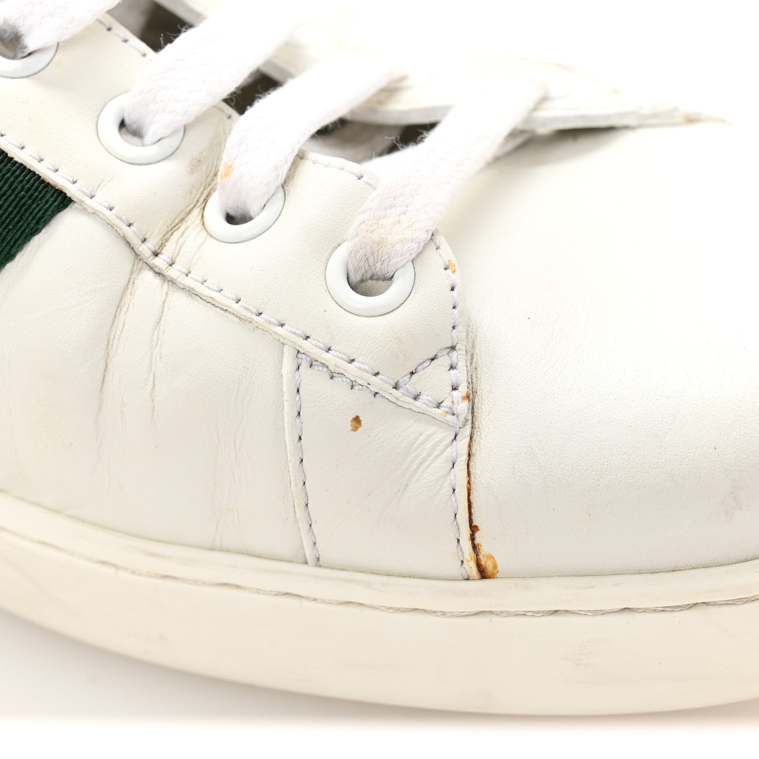 Gucci Calfskin Crocodile Web Mens Ace Sneakers 9 White Green