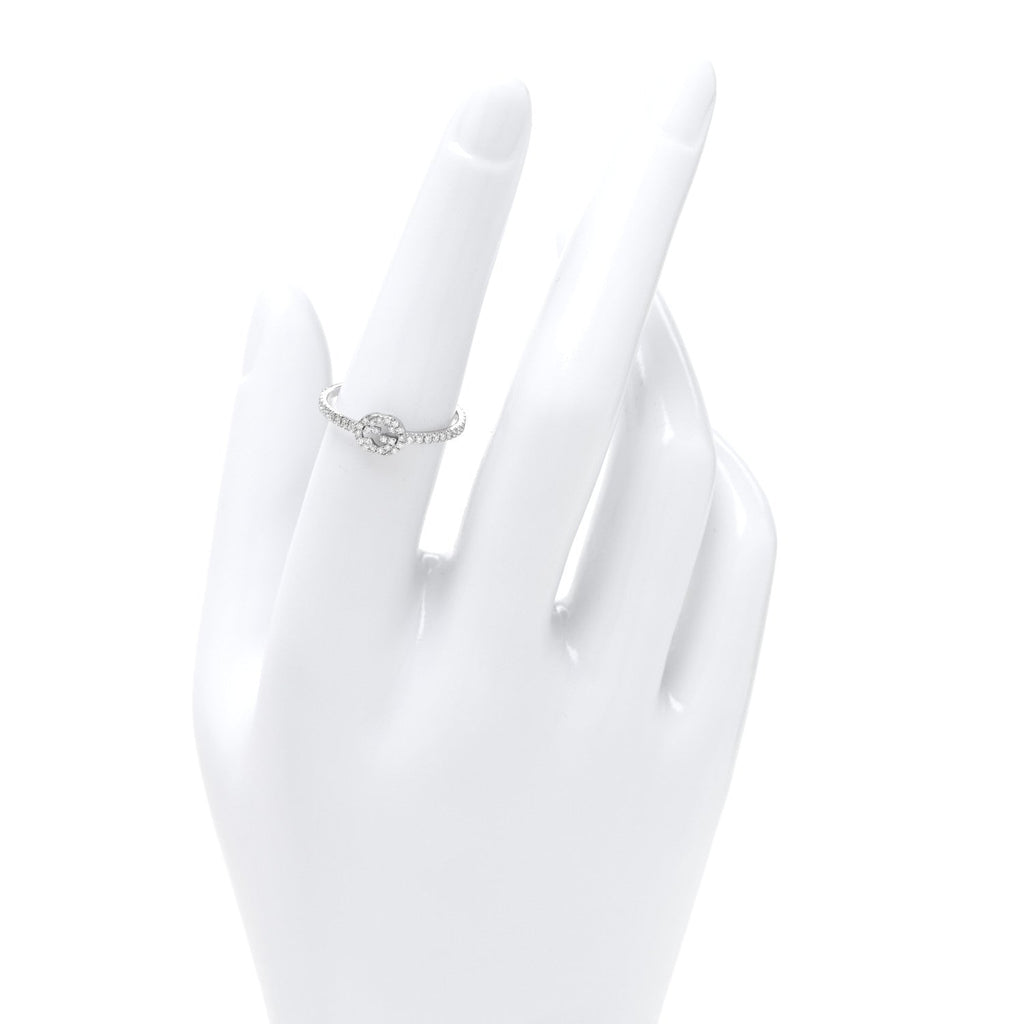 Gucci 18K White Gold Diamond Interlocking G Ring  53 6.5