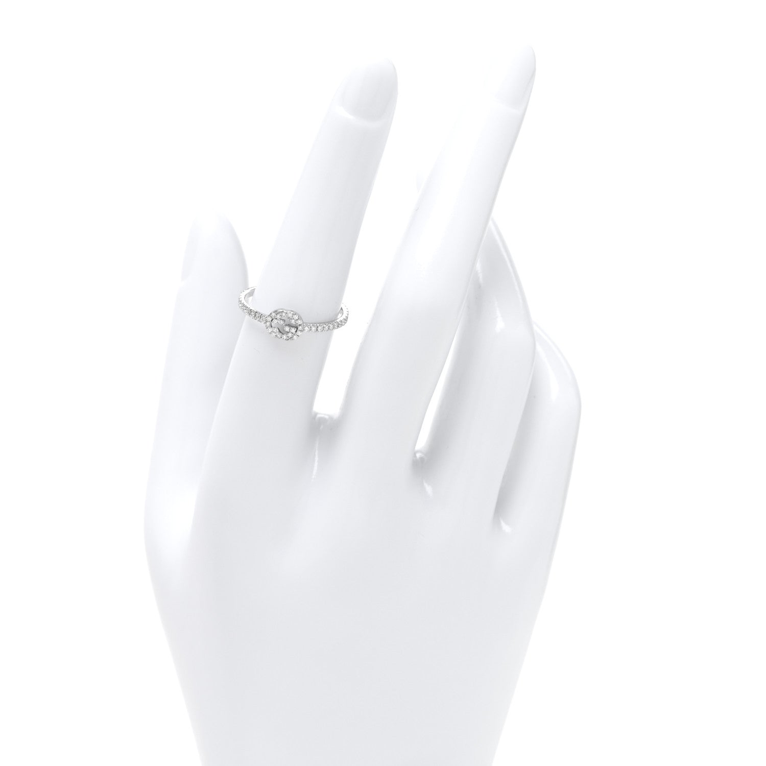 Gucci 18K White Gold Diamond Interlocking G Ring  53 6.5