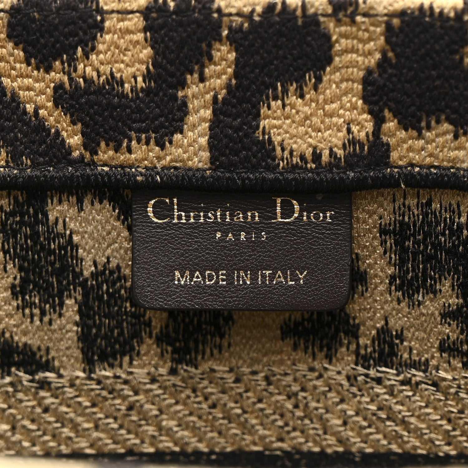 Christian Dior Canvas Mizza Embroidered Small Leopard Book Tote Beige