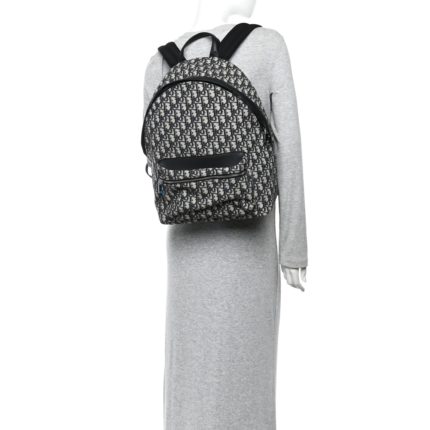 Christian Dior Oblique Calfskin Rider Backpack Beige Black