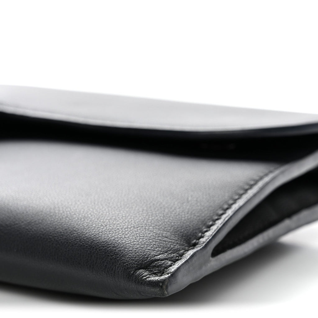 Christian Dior Ultra Matte Calfskin Saddle Chain Wallet Pouch Black