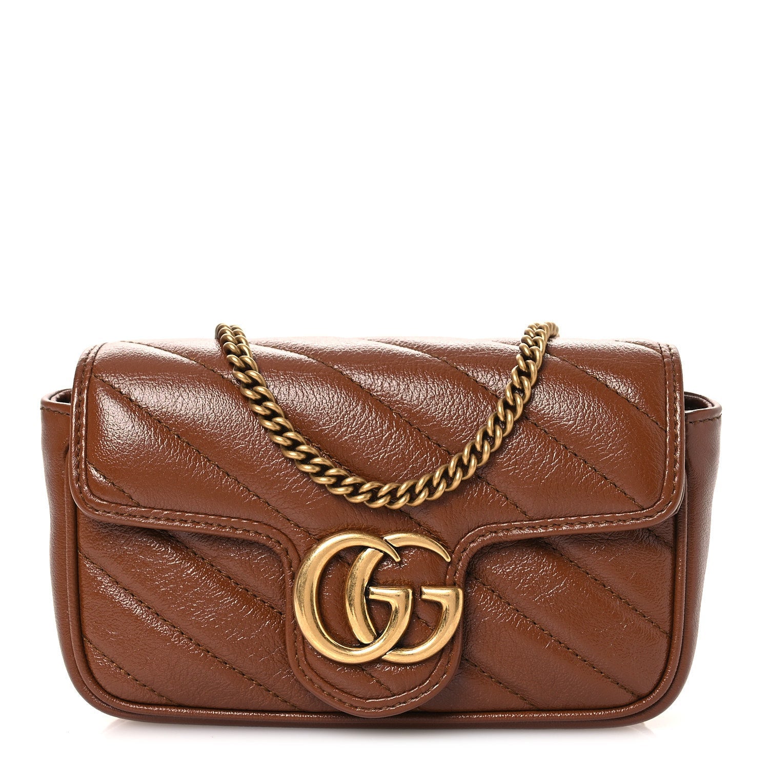 Gucci Azalea Calfskin Matelasse Diagonal Super Mini GG Marmont Shoulder Bag Cuir