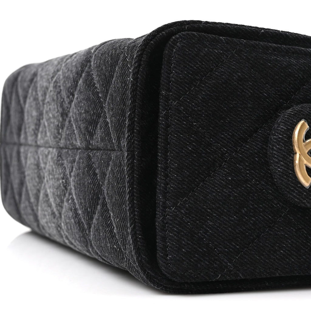 Chanel Washed Denim Quilted Mini Chanel 25 Handbag Black