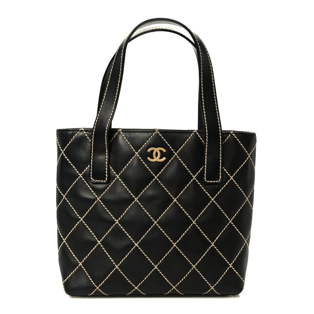 Chanel Calfskin Wild Stitch Tote Black