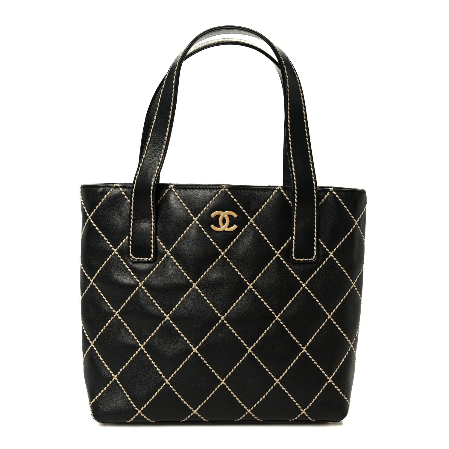 Chanel Calfskin Wild Stitch Tote Black