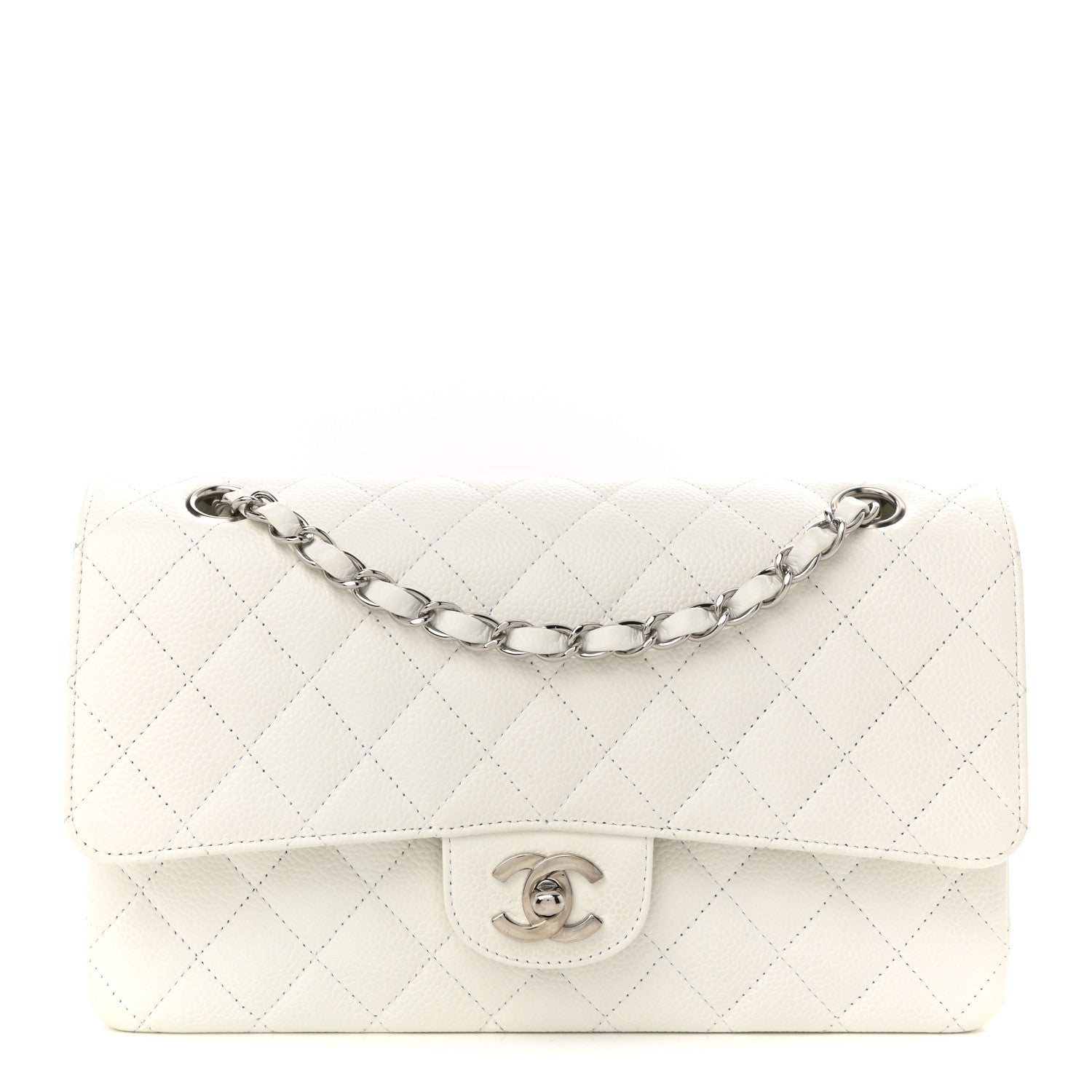 Chanel Caviar Quilted Medium Double Flap White