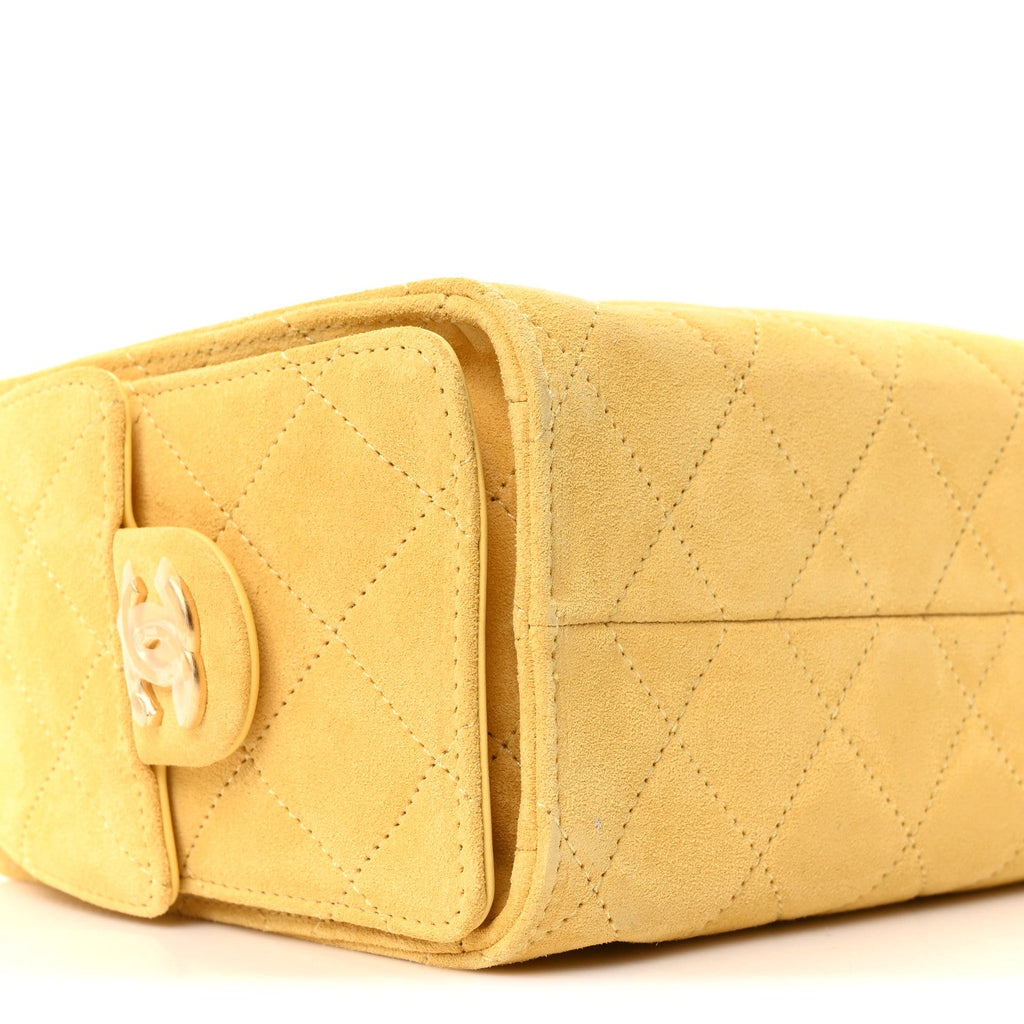 Chanel Suede Quilted Mini Chanel 25 Handbag Yellow