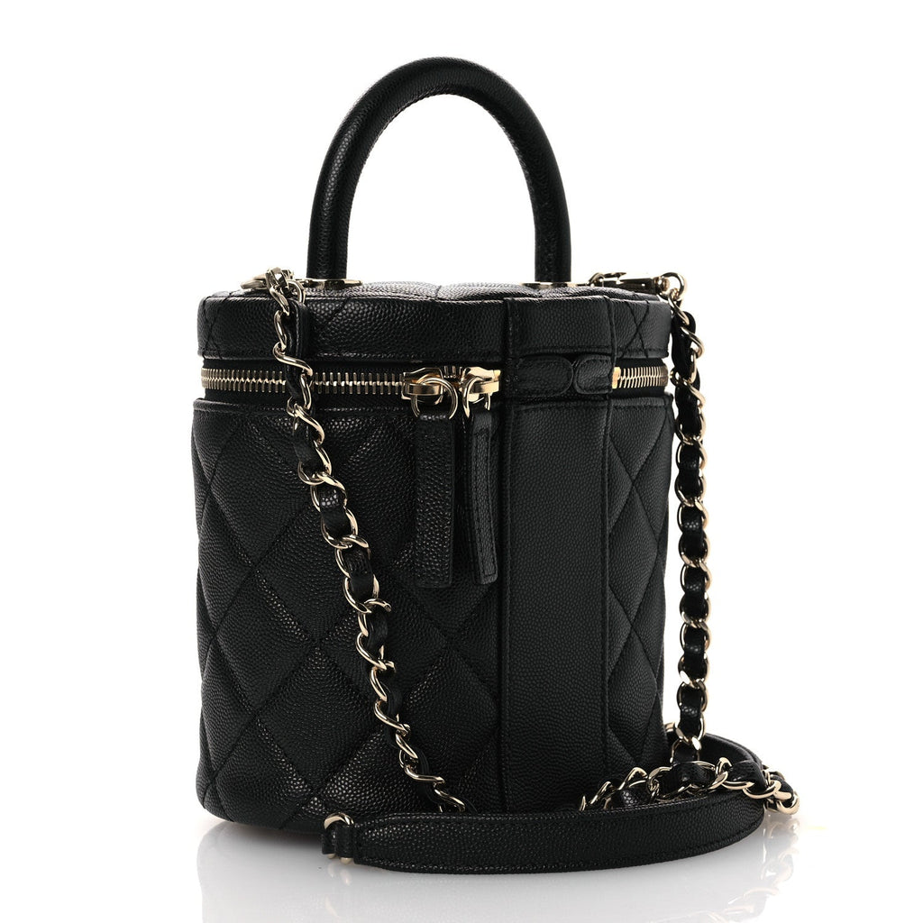 Chanel Caviar Quilted Top Handle Vanity Case Black