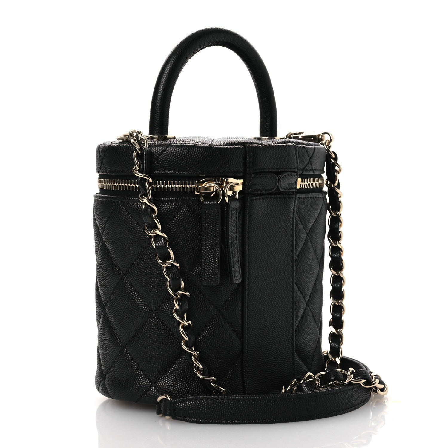 Chanel Caviar Quilted Top Handle Vanity Case Black