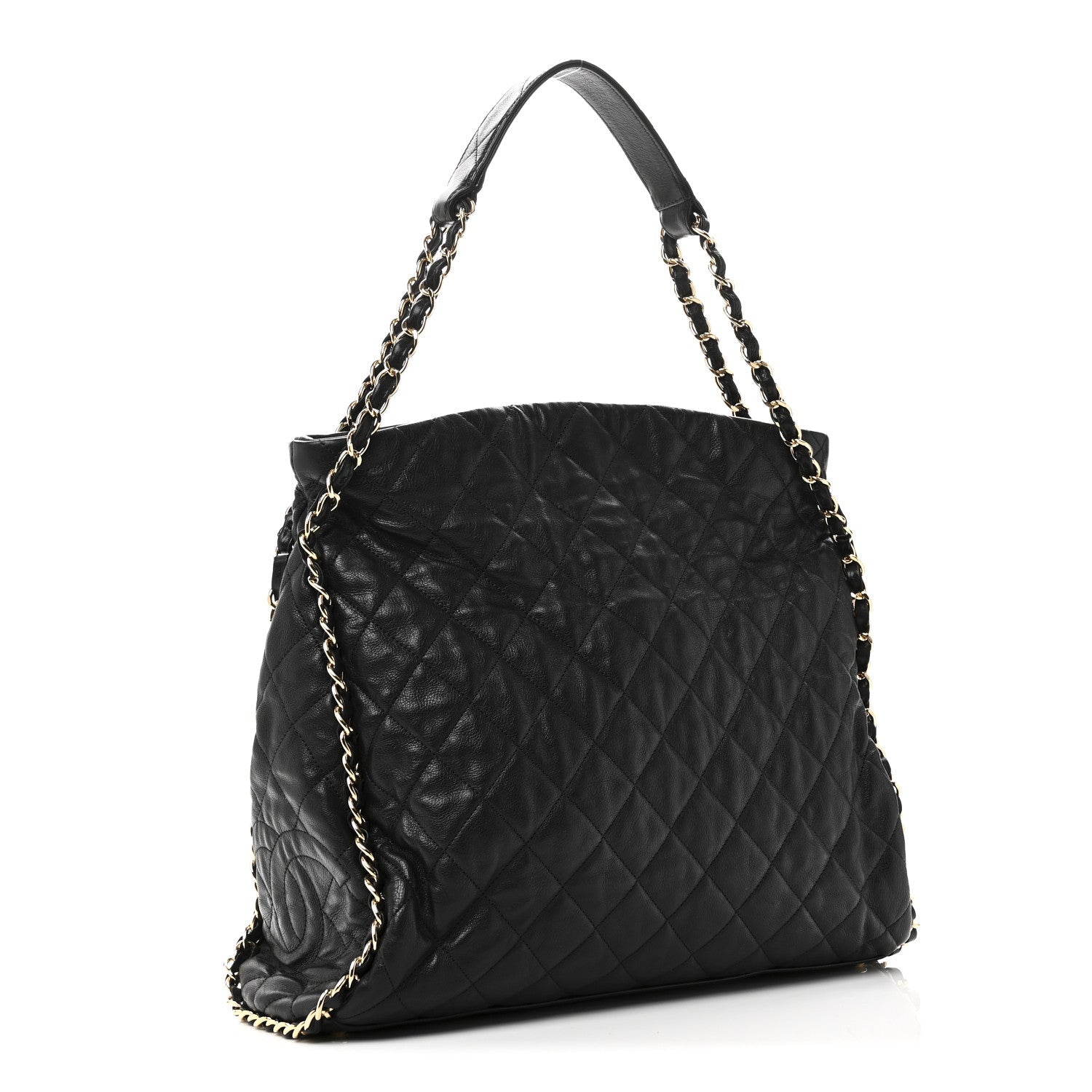 Chanel Calfskin Quilted Large Chain Me Hobo Black