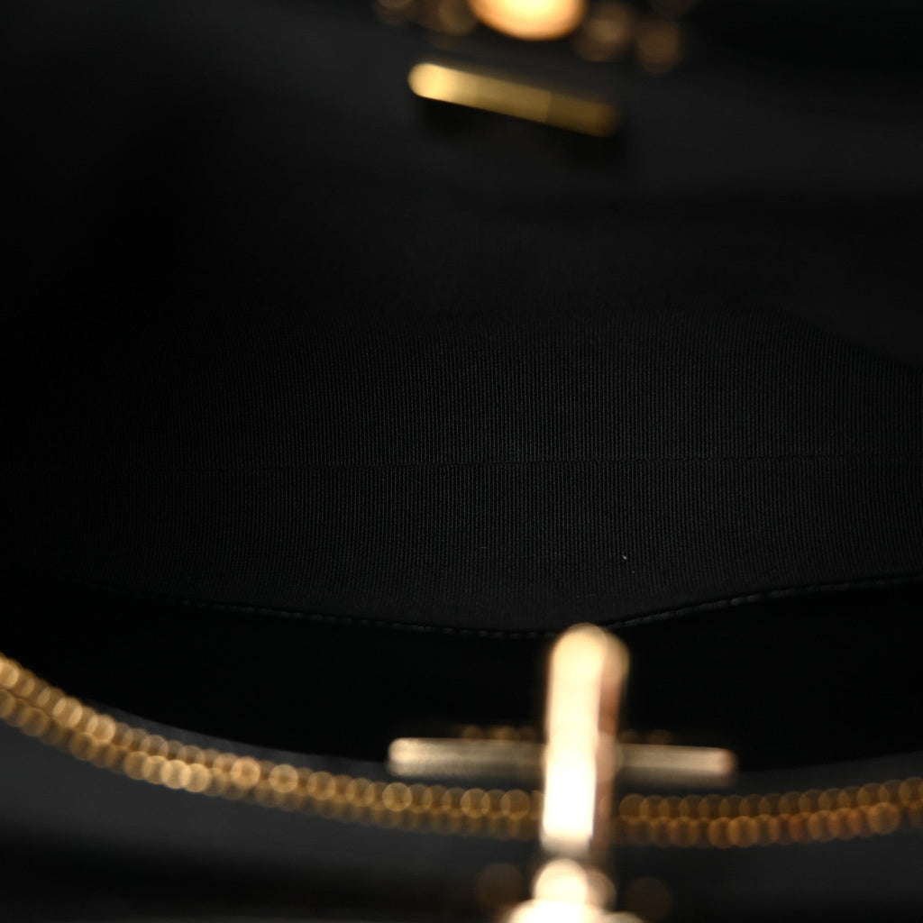 Chanel Shiny Crumpled Calfskin Quilted Mini 31 Shopping Bag Black
