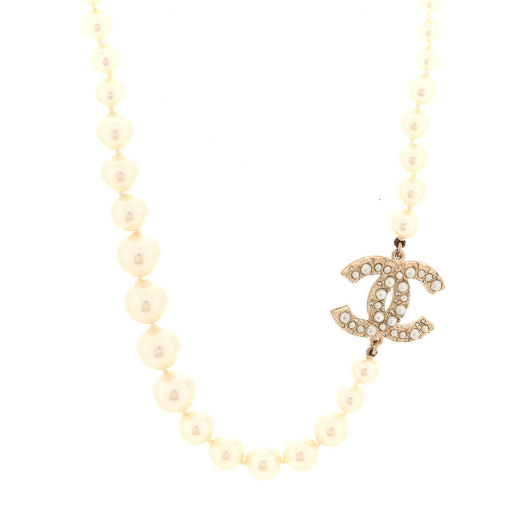 Pearl CC 100th Anniversary Necklace Light Gold