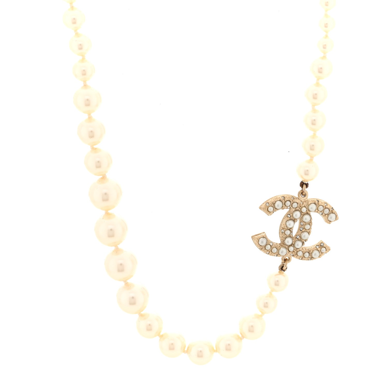 Pearl CC 100th Anniversary Necklace Light Gold