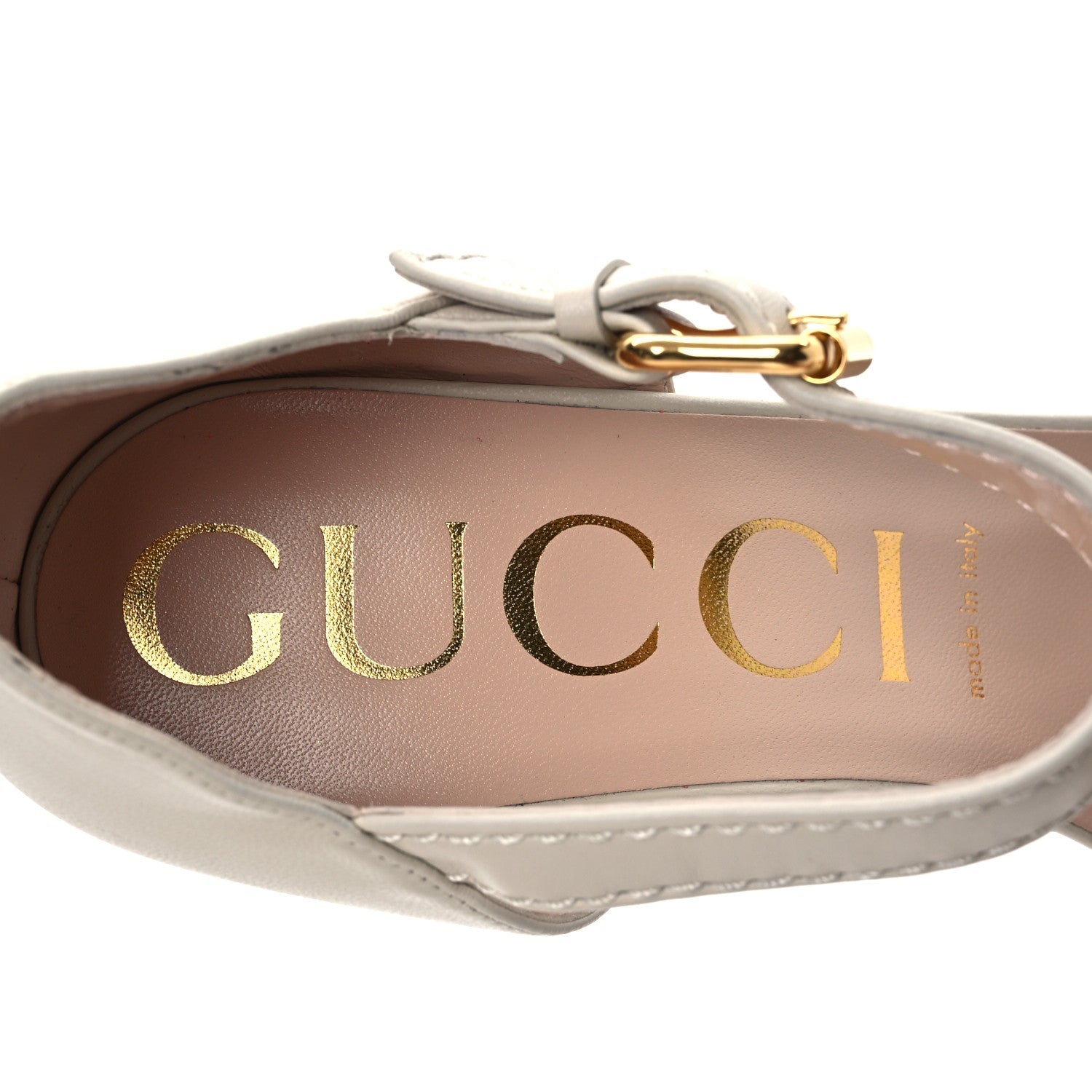 Gucci Nappa Horsebit Cross Strap 95mm Sandals 41 Mystic White