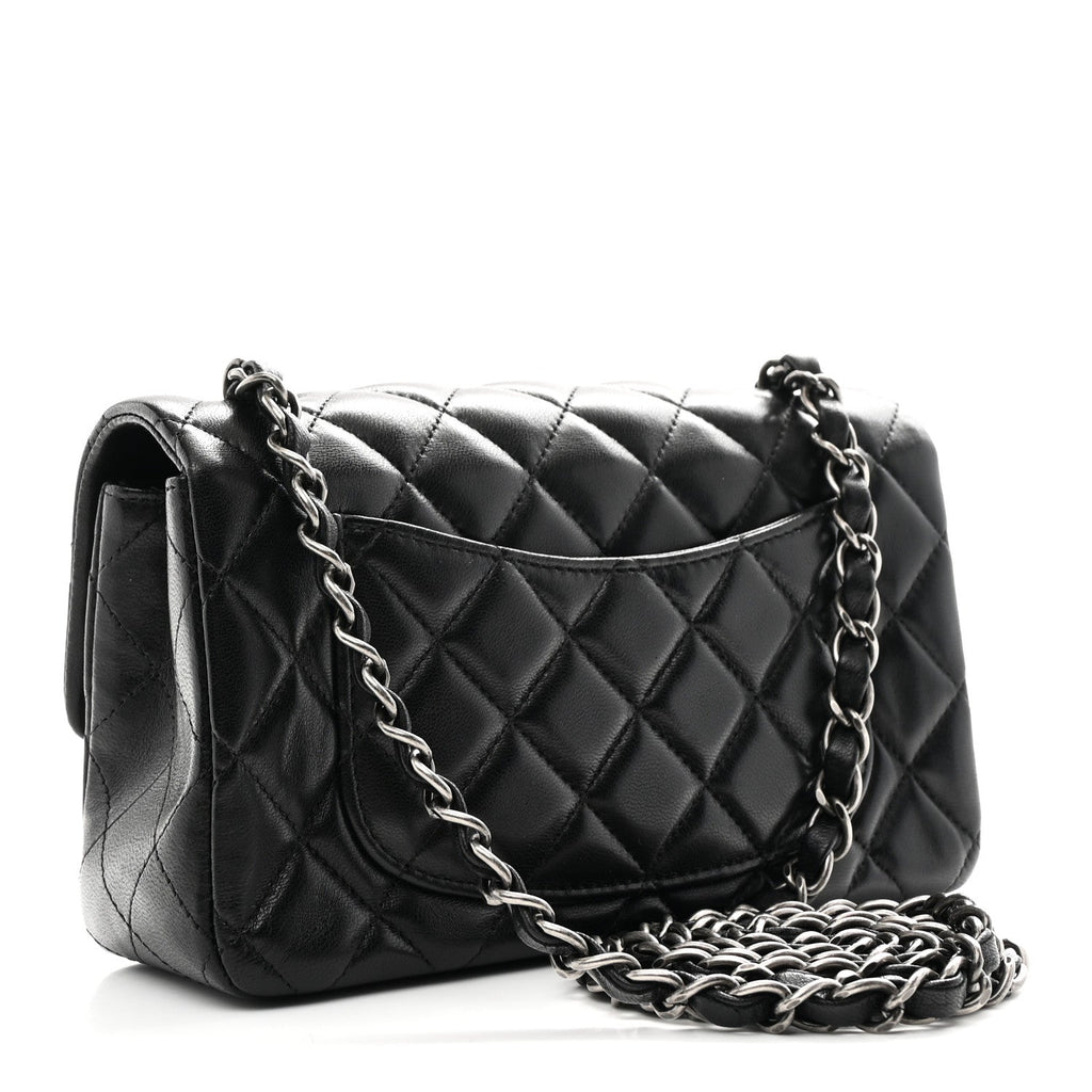 Chanel Lambskin Quilted Mini Rectangular Flap Black