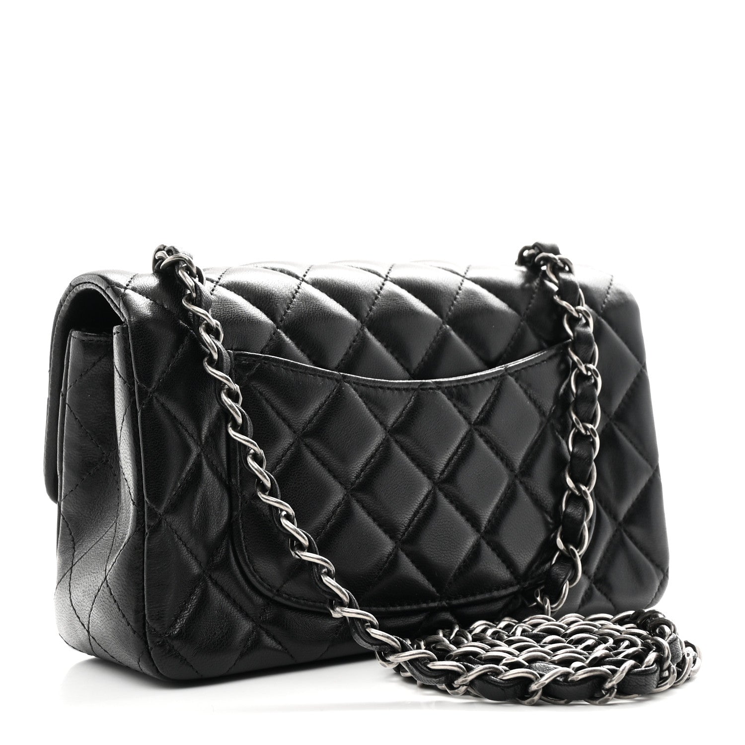 Chanel Lambskin Quilted Mini Rectangular Flap Black
